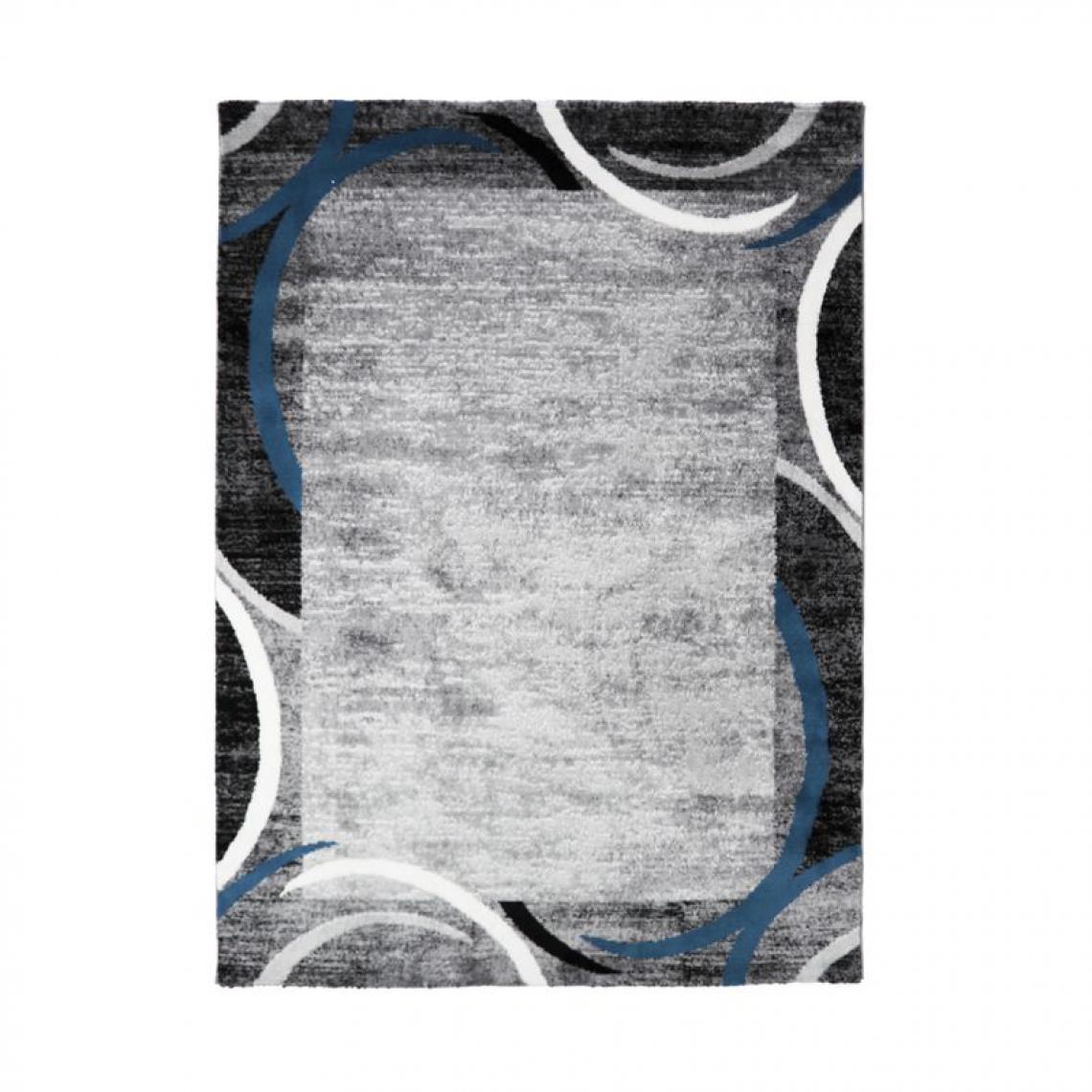 Thedecofactory - METRO - Tapis à encadré motifs abstraits bleu 200x290 - Tapis