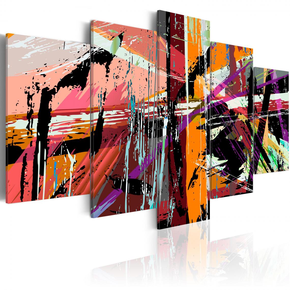 Decoshop26 - Tableau sur toile en 5 panneaux décoration murale image imprimée cadre en bois à suspendre Folie artistique 100x50 cm 11_0001112 - Tableaux, peintures
