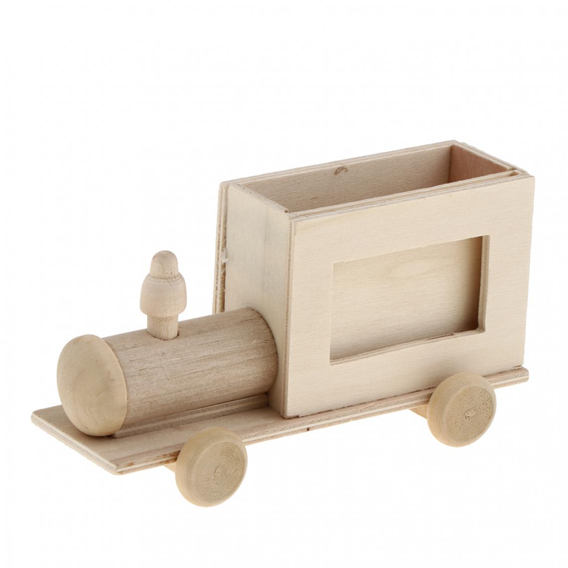 marque generique - porte-plume en bois inachevé enfants diy craft supply 14.8x5.5x6.5 cm voiture - Cadres, pêle-mêle