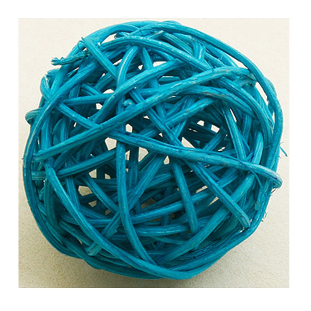 Visiodirect - Lot de 2 Boules décor en osier coloris Turquoise - Diam : 6 cm - Objets déco