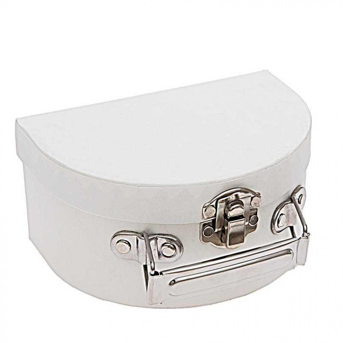 Rico - Petite valise en carton semi-circulaire blanche à décorer - 12 x 9 x 6 cm - Objets déco