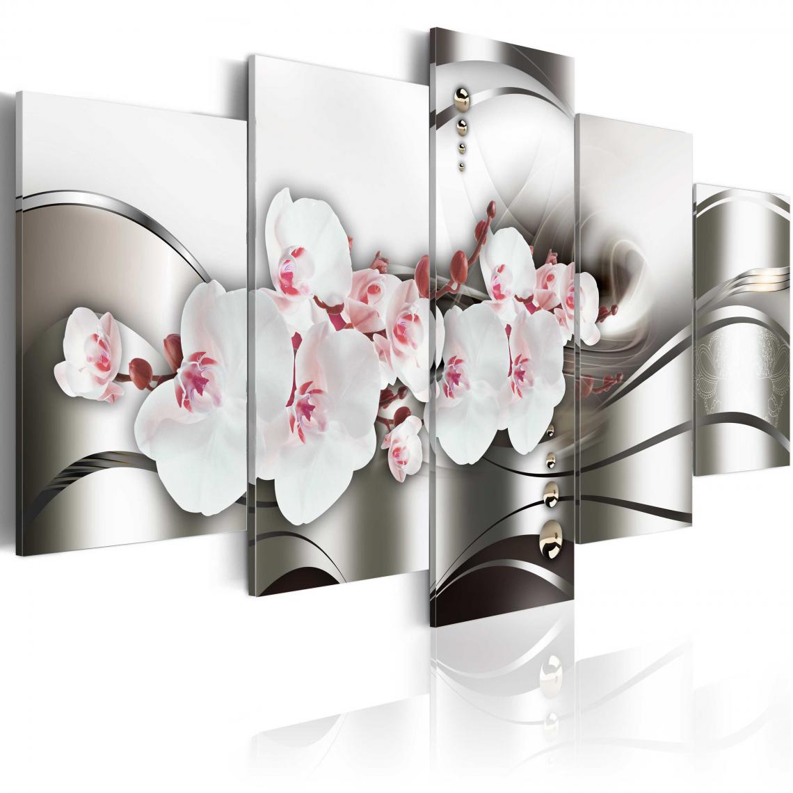 Decoshop26 - Tableau sur toile en 5 panneaux décoration murale image imprimée cadre en bois à suspendre La beauté des orchidées 100x50 cm 11_0009759 - Tableaux, peintures