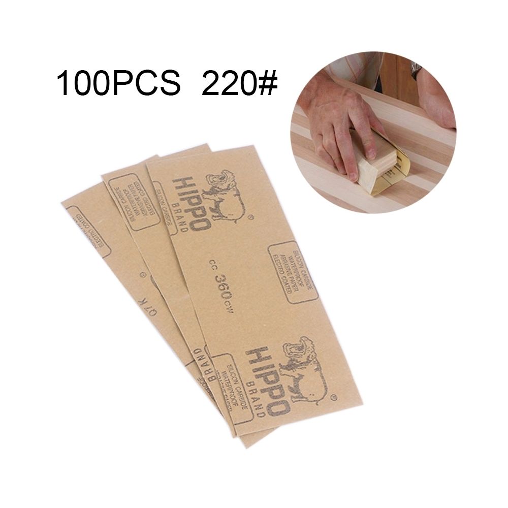 Wewoo - Papier abrasif de meulage pour polissage à sec et à 100 PCS Grit 220 ? Format 23 x 9cm Jaune - Abrasifs et brosses