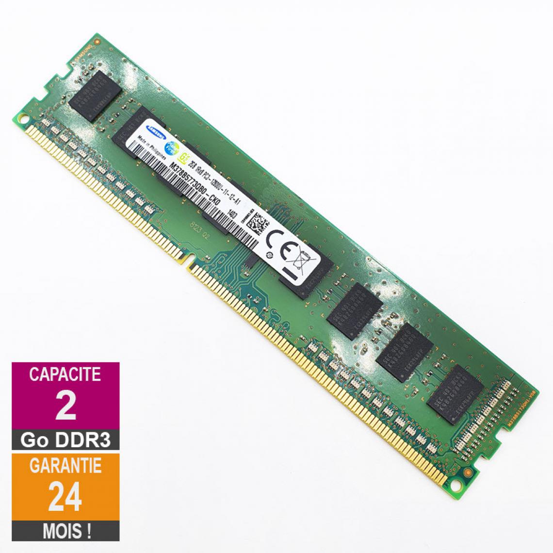Samsung - Barrette Mémoire 2Go RAM DDR3 Samsung M378B5773QB0-CK0 DIMM PC3-12800U 1Rx8 - RAM PC Fixe