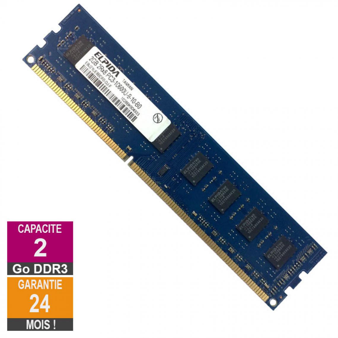 Elpida - Barrette Mémoire 2Go RAM DDR3 Elpida EBJ21UE8BDF0-DJ-F PC3-10600U 1333MHz 2Rx8 - RAM PC Fixe