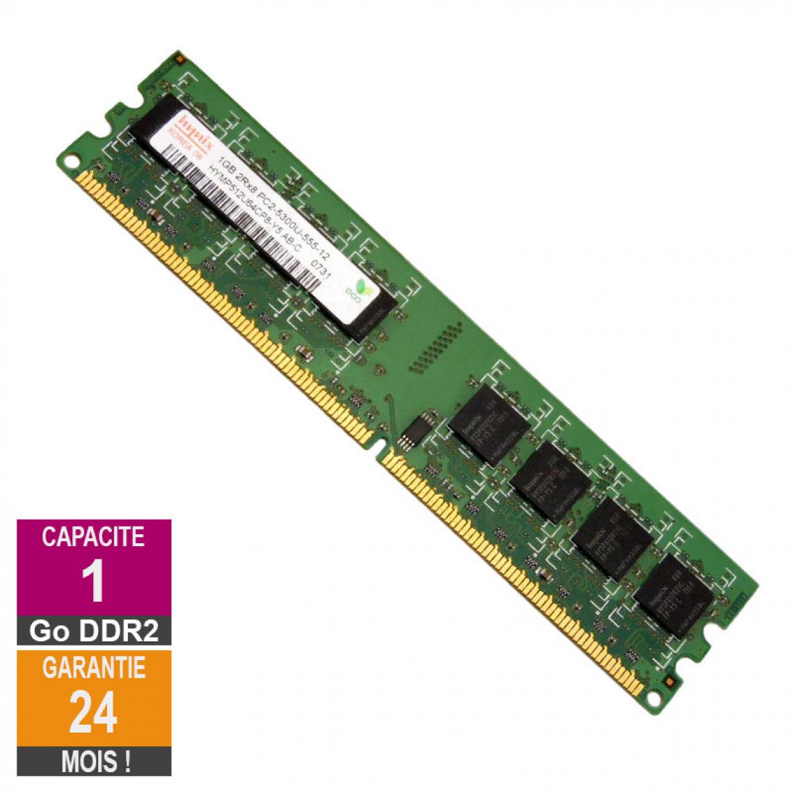 Hynix - Barrette Mémoire 1Go RAM DDR2 Hynix HYMP512U64CP8-Y5 DIMM PC2-5300U - RAM PC Fixe