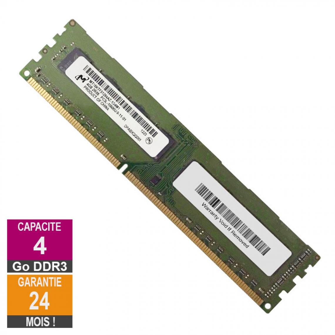 Micron - Barrette Mémoire 4Go RAM DDR3 Micron MT16KTF51264AZ-1G4M1 DIMM PC3L-10600U - RAM PC Fixe