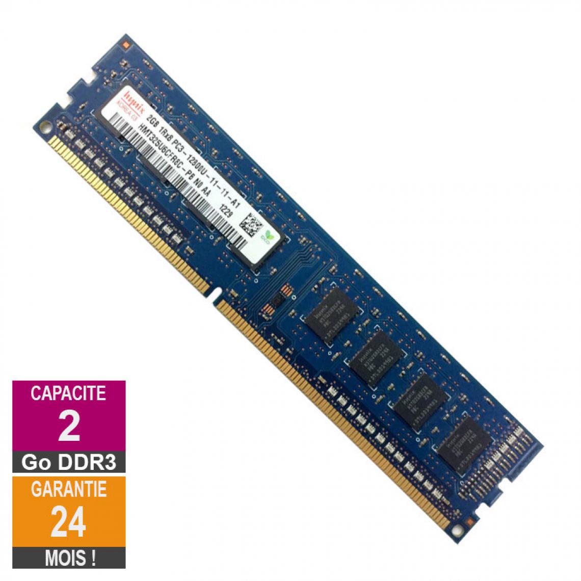 Hynix - Barrette Mémoire 2Go RAM DDR3 Hynix HMT325U6CFR8C-PB PC3-12800U 1600MHz 1Rx8 - RAM PC Fixe