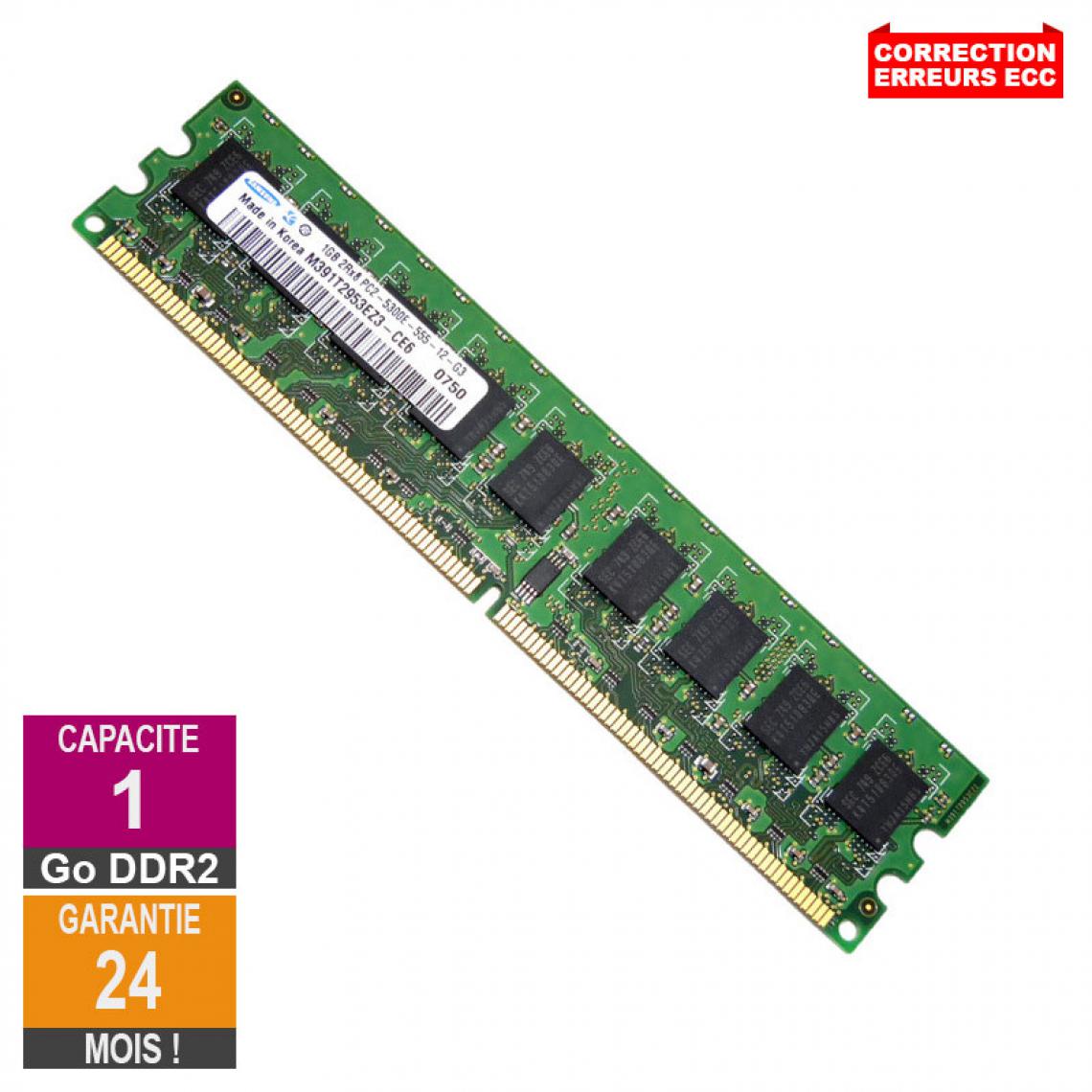 Samsung - Barrette Mémoire 1Go RAM DDR2 Samsung M391T2953EZ3-CE6 DIMM PC2-5300E - RAM PC Fixe