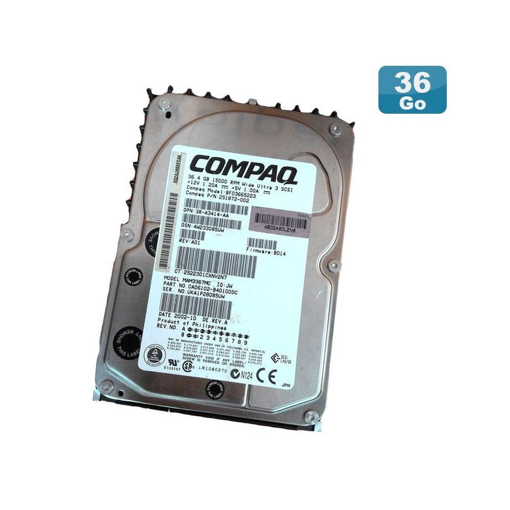 Compaq - Disque Dur 36.4Go USCSI Ultra3 SCSI 3.5"" COMPAQ BF03665223 15000RPM - Disque Dur interne