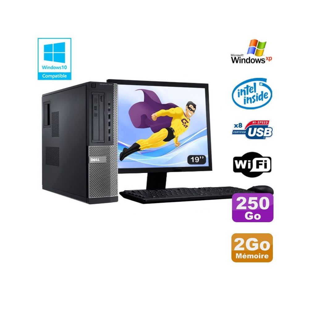 Dell - Lot PC DELL Optiplex 3010 DT G2020 2.9Ghz 2Go 250Go DVD WIFI Win XP + Ecran 19 - PC Fixe