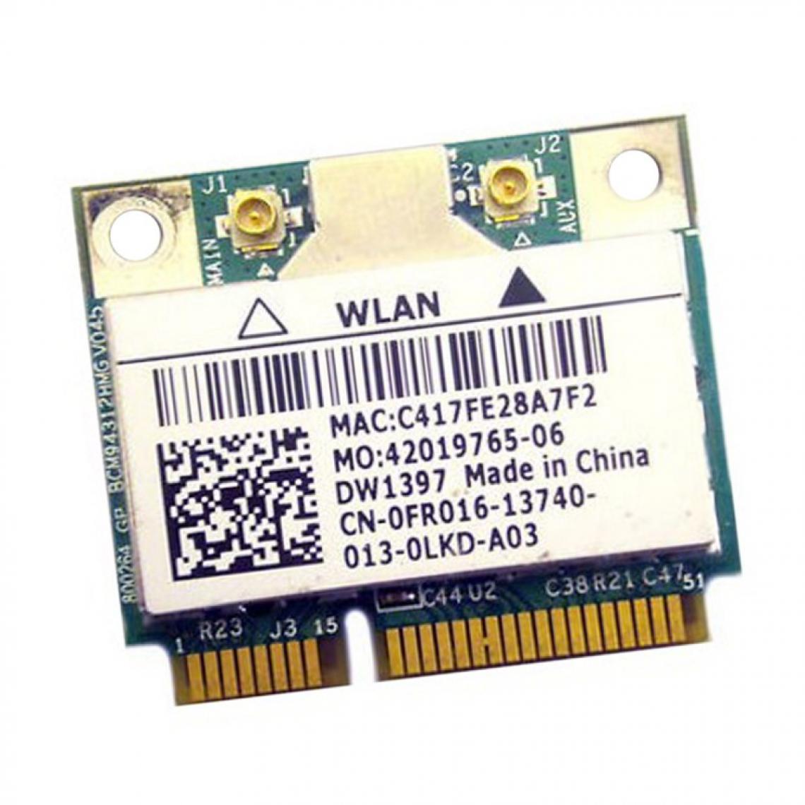Dell - Mini-Carte Wifi Dell DW1397 BCM94312HMG 0FR016 FR016 PCIe 802.11bgn WLAN - Carte réseau