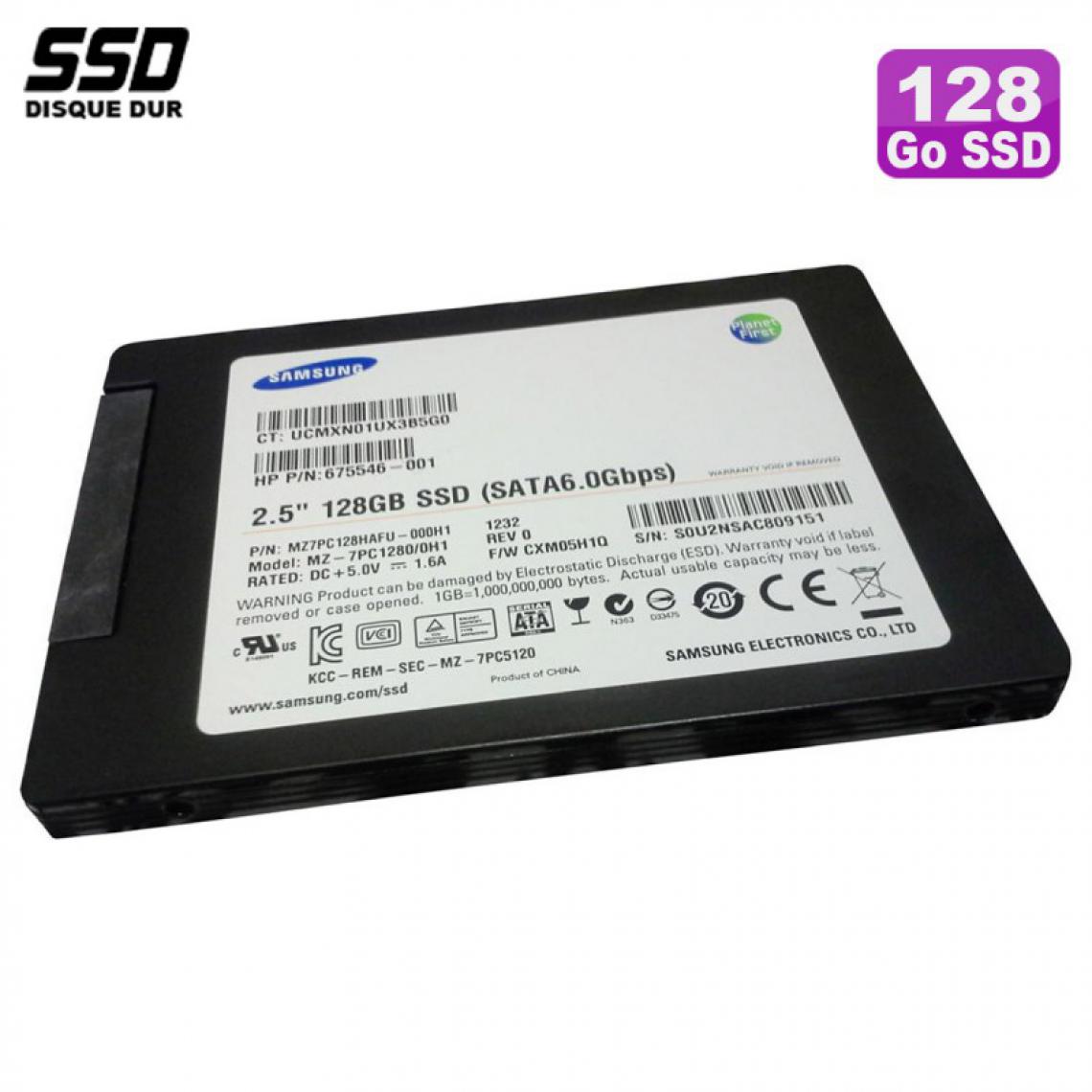 Samsung - SSD 128Go 2.5" Samsung MZ-7PC1280/0H1 MZ7PC128HAFU-000H1 675546-001 665961-001 - Disque Dur interne