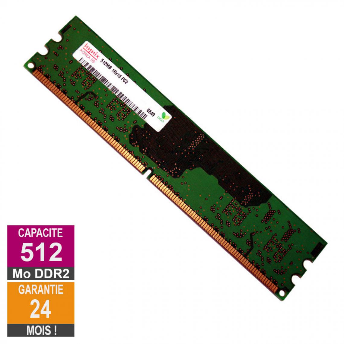 Hynix - Barrette Mémoire 512Mo RAM DDR2 Hynix HYMP164U64CP6-Y5 DIMM PC2-5300U - RAM PC Fixe