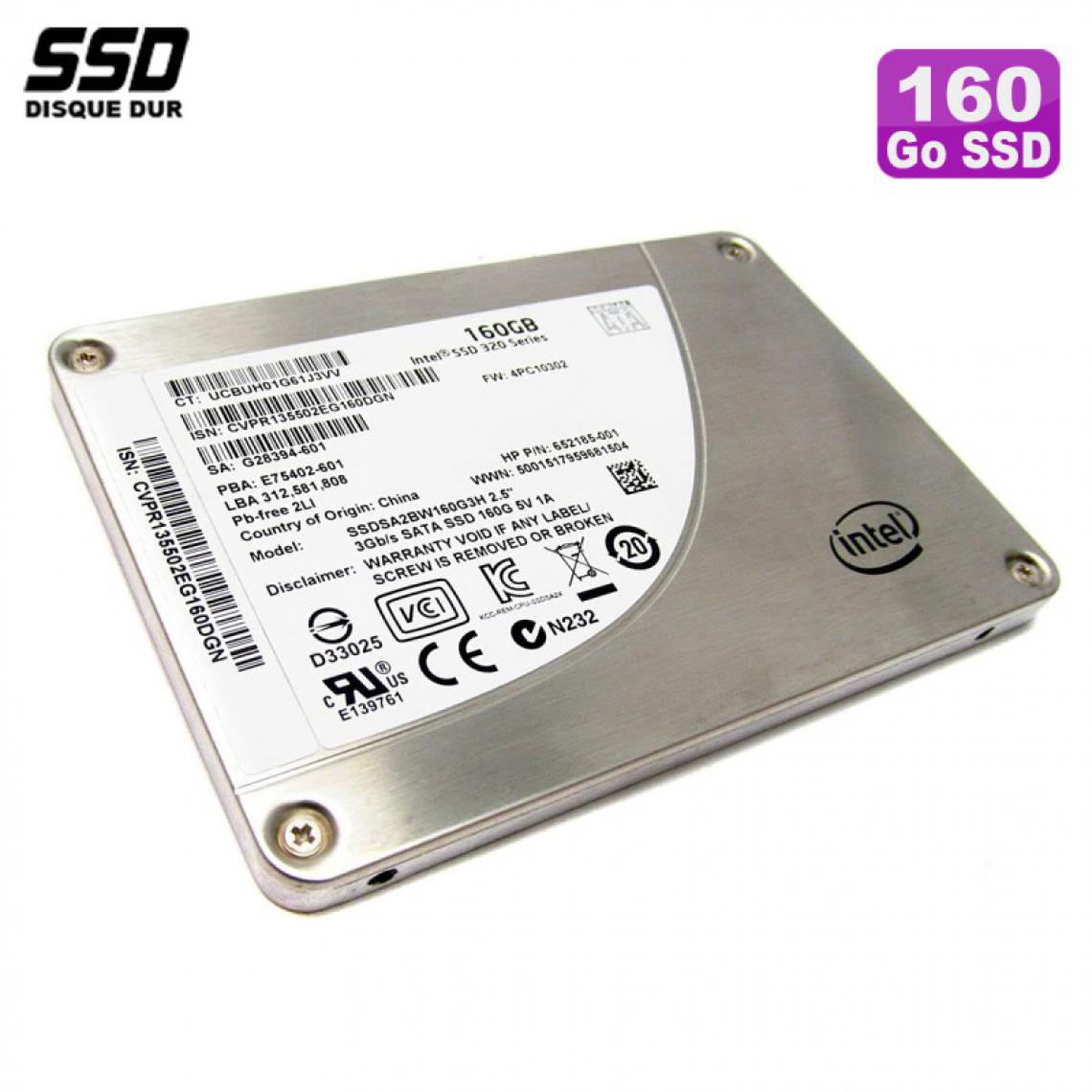 Intel - SSD 160Go Intel 320 Series SSDSA2BW160G3H 652185-002 658540-001 4PC10365 3Gbps - Disque Dur interne