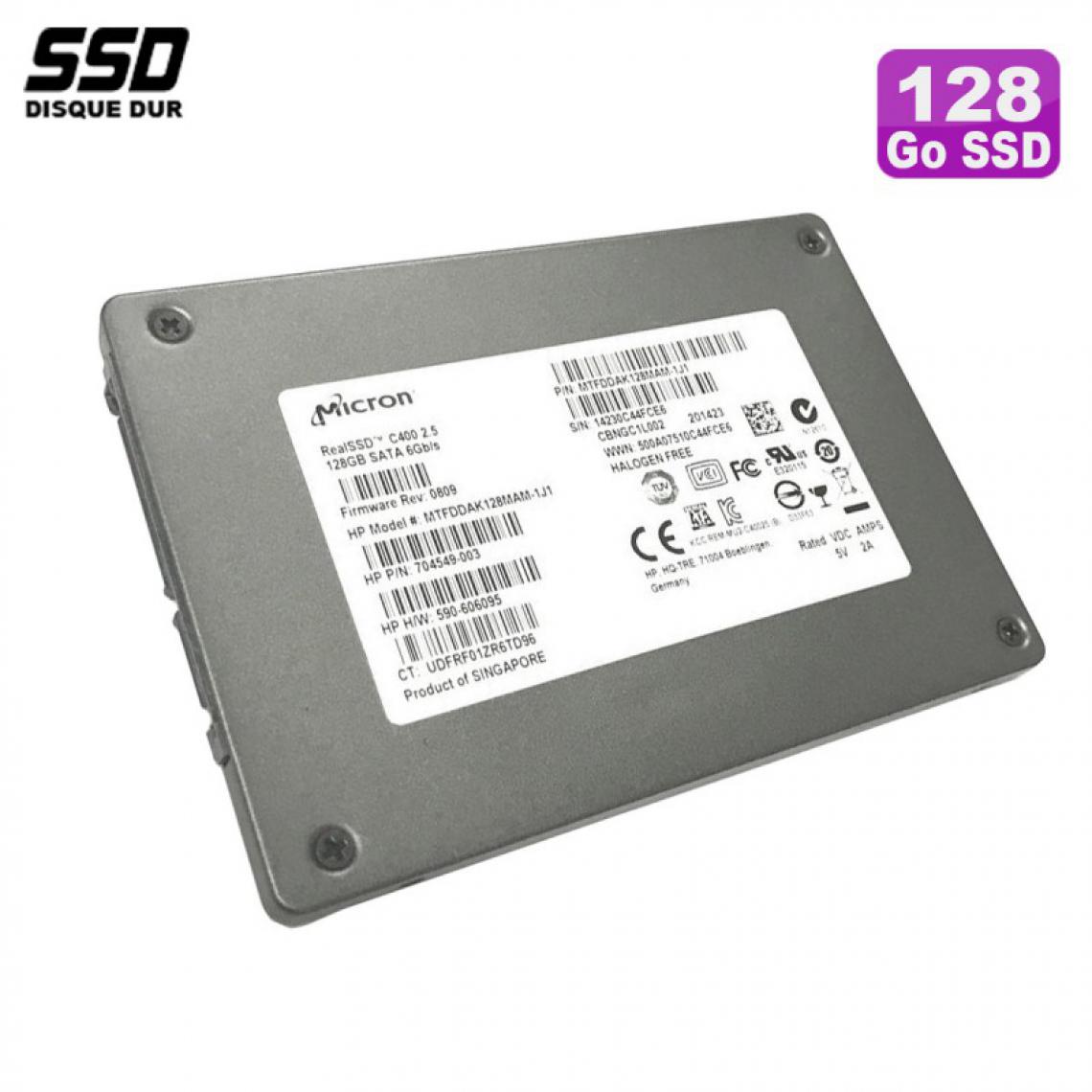 Micron Tech - SSD 128Go 2.5" Micron RealSSD C400 MTFDDAK128MAM-1J1 HP 652181-003 590-606095 - Disque Dur interne