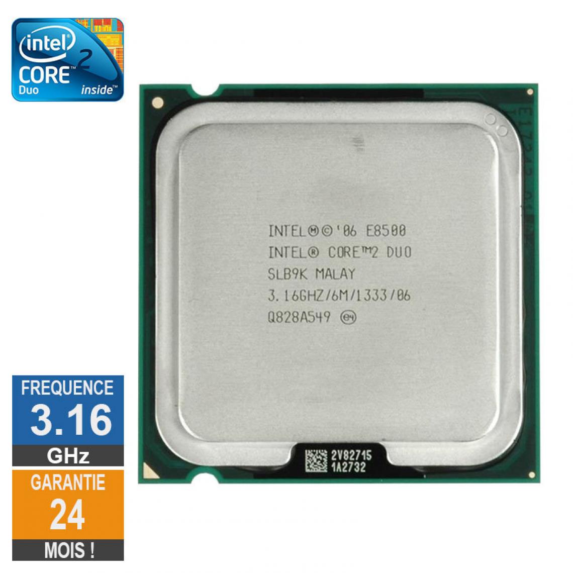 Intel - Processeur Intel Core 2 Duo E8500 3.16GHz SLB9K LGA775 6Mo - Processeur INTEL