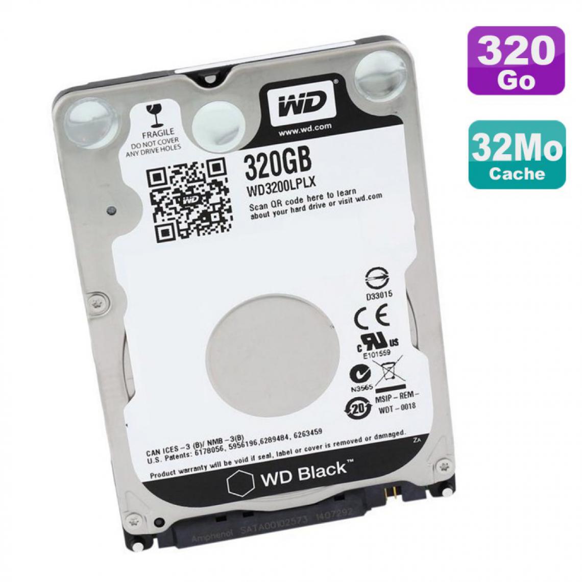 Western Digital - Disque Dur 320Go SATA 2.5" WD Black WD3200LPLX-60ZNTT1 HP 792087-002 02.01A02 - Disque Dur interne