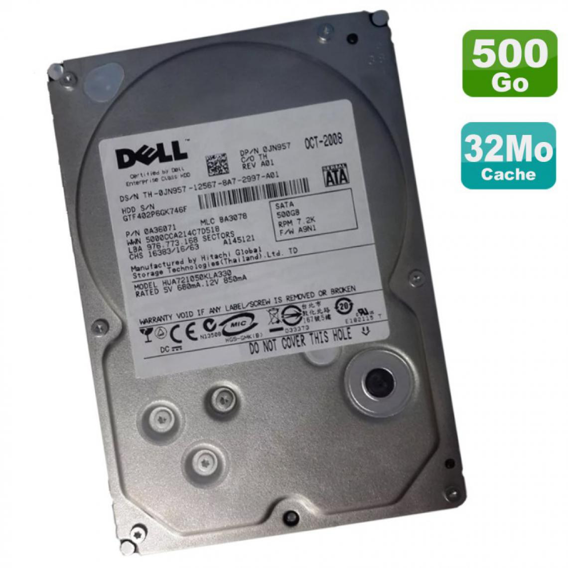 Dell - Disque Dur 500Go 3.5" SATA Dell 0JN957 0A36071 HUA721050KLA330 HITACHI - Disque Dur interne