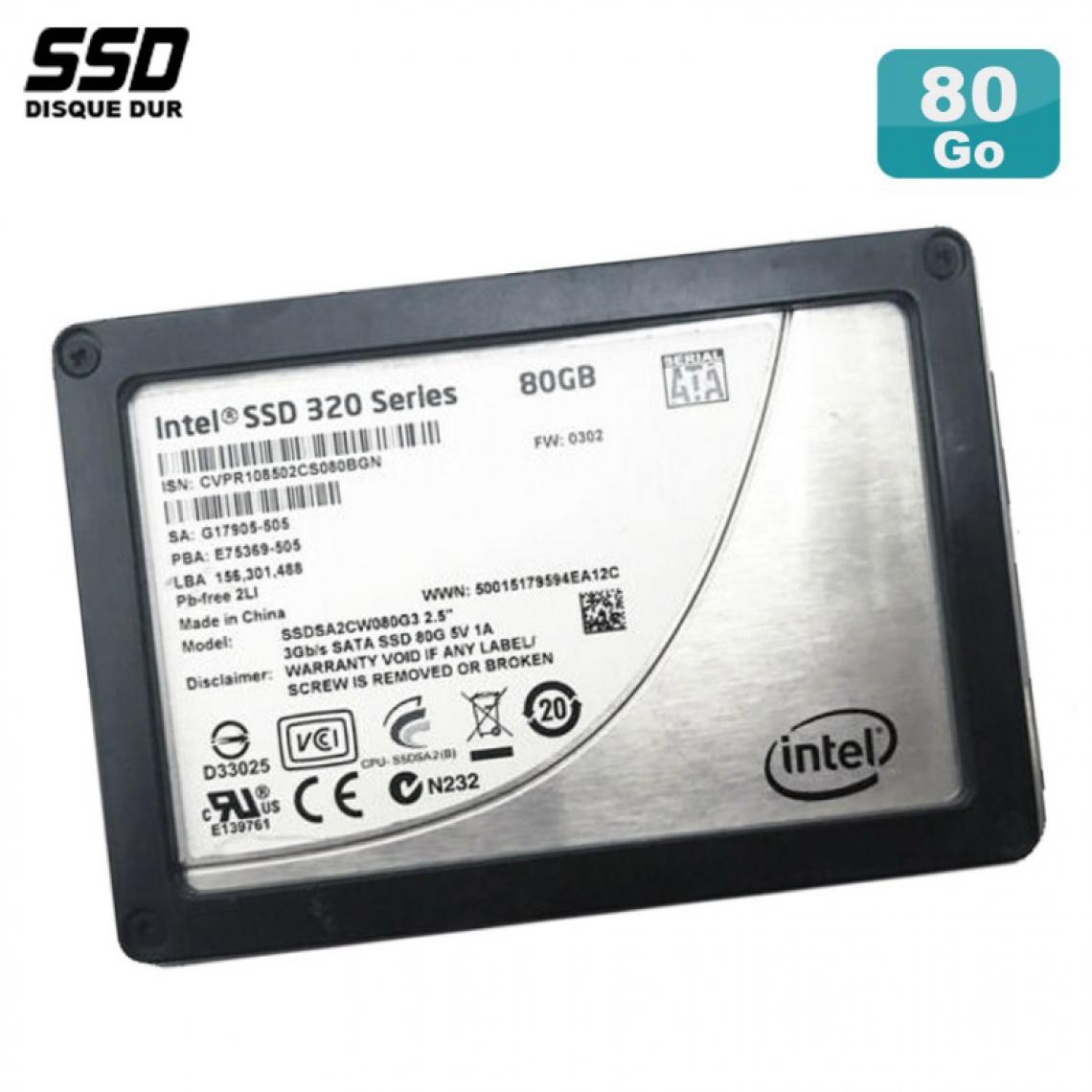 Intel - SSD 80Go 2.5" Intel 320 Series SSDSA2CW080G3 0362 SATA III 6Gbps - Disque Dur interne