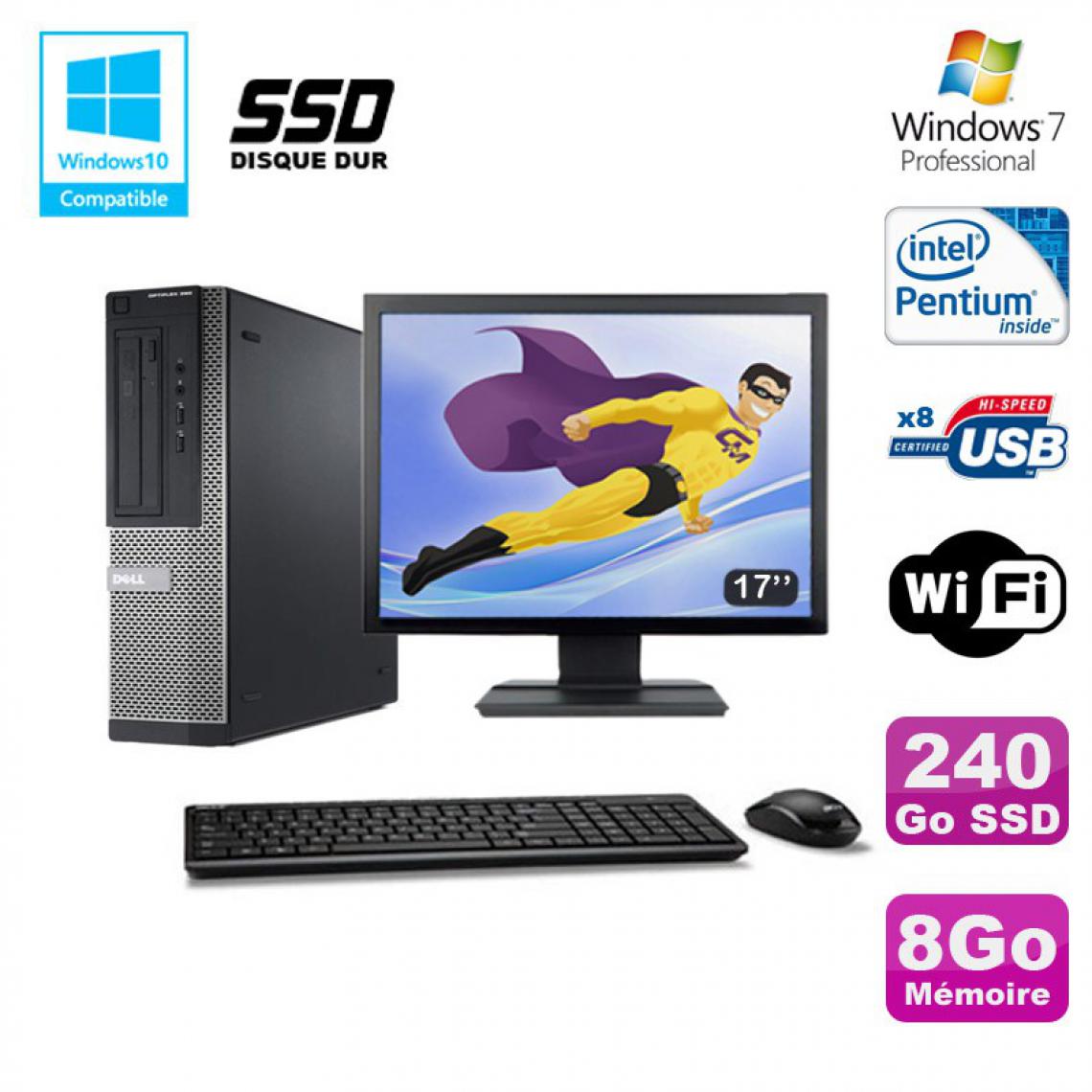 Dell - Lot PC DELL Optiplex 390 DT G630 2.7Ghz 8Go 240Go SSD Graveur WIFI W7 Pro + 17" - PC Fixe