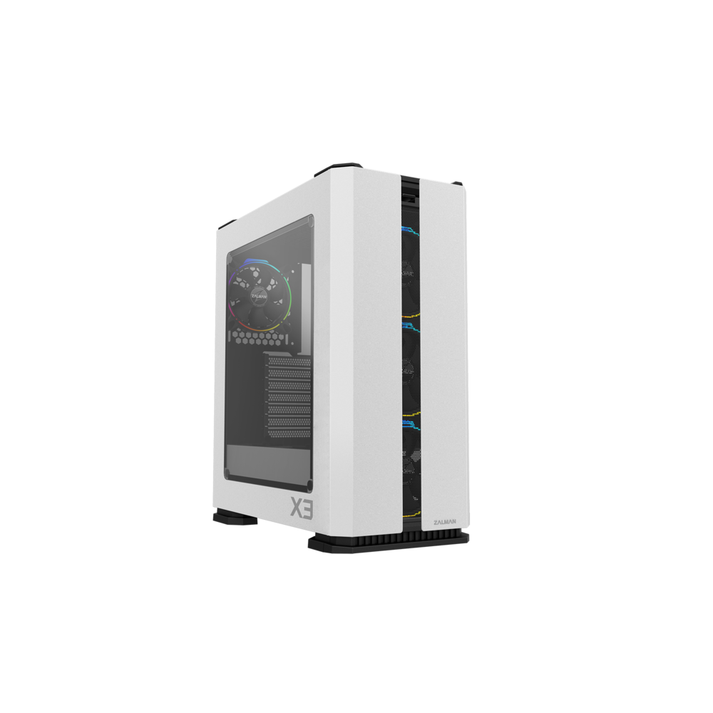 Zalman - X3 Noir Moyen Tour - Blanc - RGB - Verre trempé - Boitier PC