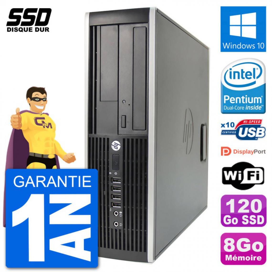 Hp - PC HP 8200 Elite SFF Intel G630 RAM 8Go SSD 120Go Windows 10 Wifi - PC Fixe