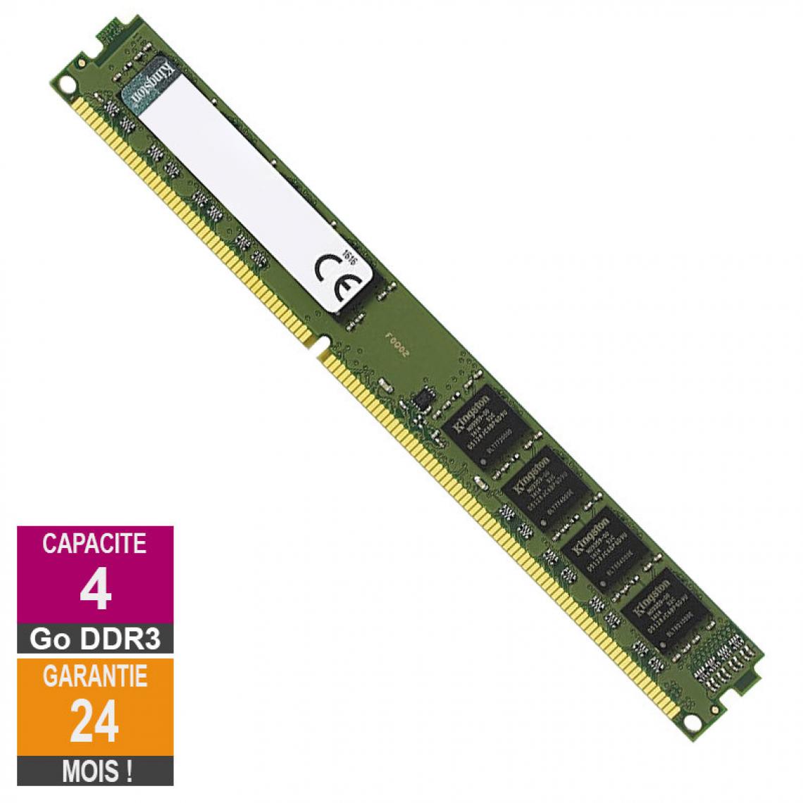 Kingston - Barrette Mémoire 4Go RAM DDR3 Kingston KTL-TS316S/4G DIMM PC3-12800U - RAM PC Fixe