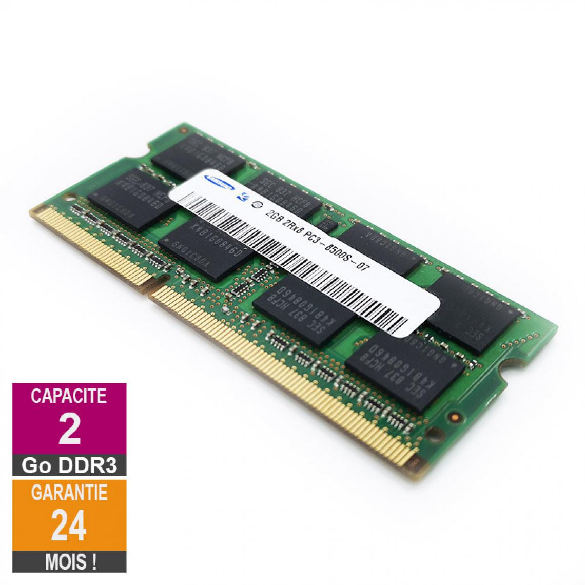 Samsung - Barrette Mémoire 2Go RAM DDR3 Samsung M471B5673EH1-CF8 SO-DIMM PC3-8500 1066MHz 2Rx8 - RAM PC Fixe