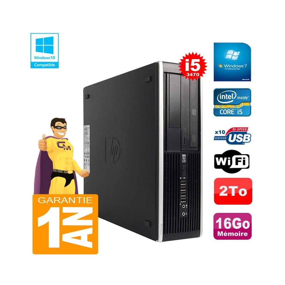 Hp - PC HP Compaq Pro 6300 SFF I5-3470 RAM 16Go Disque 2To Graveur DVD Wifi W7 - PC Fixe