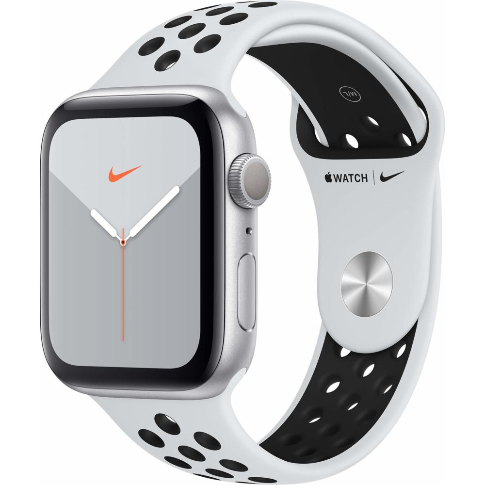 Apple - Watch 5 Nike - 44 - Alu argent / Bracelet Sport Platine pur/Noir - Apple Watch