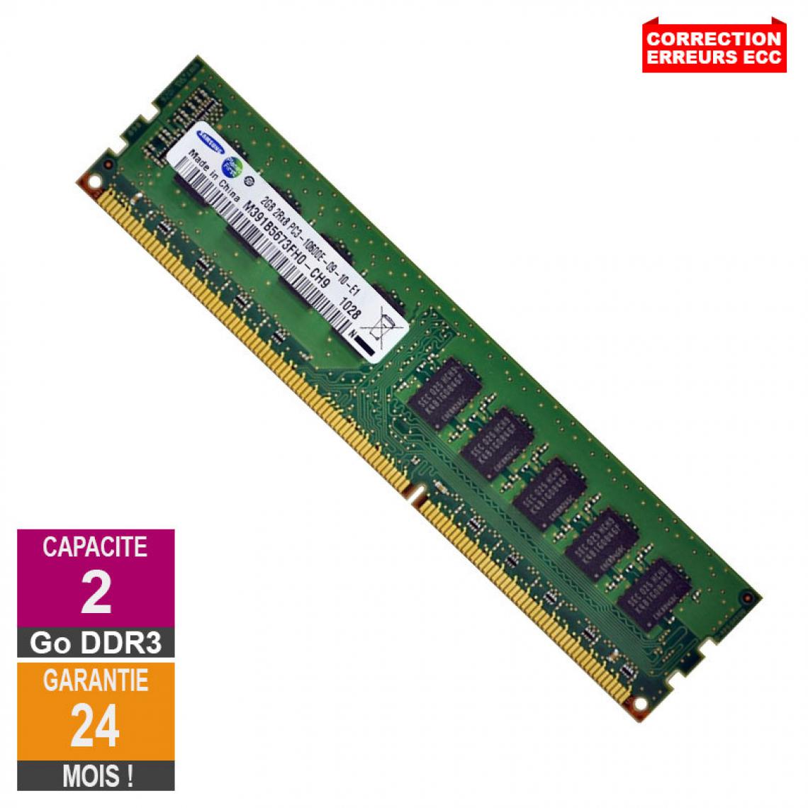 Samsung - Barrette Mémoire 2Go RAM DDR3 Samsung M391B5673FH0-CH9 DIMM PC3-10600E - RAM PC Fixe