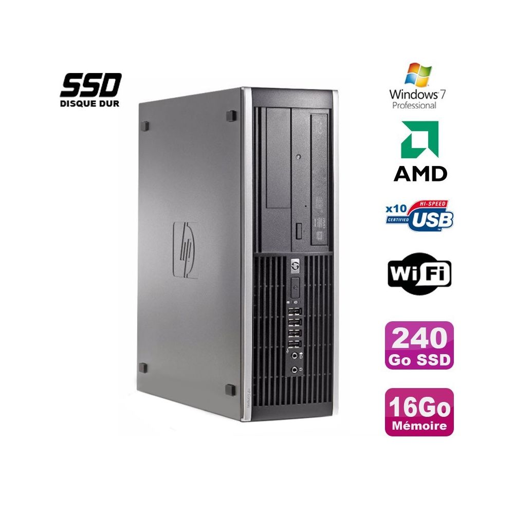 Hp - PC HP Compaq 6005 Pro SFF AMD 3GHz 16Go DDR3 240Go SSD Graveur WIFI Win 7 Pro - PC Fixe