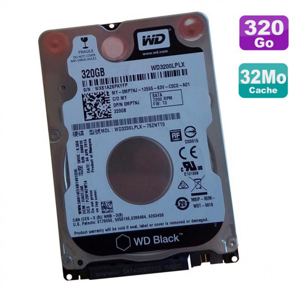 Western Digital - Disque Dur 320Go SATA 2.5" WD Black WD3200LPLX-75ZNTT0 0MPTNJ - Disque Dur interne