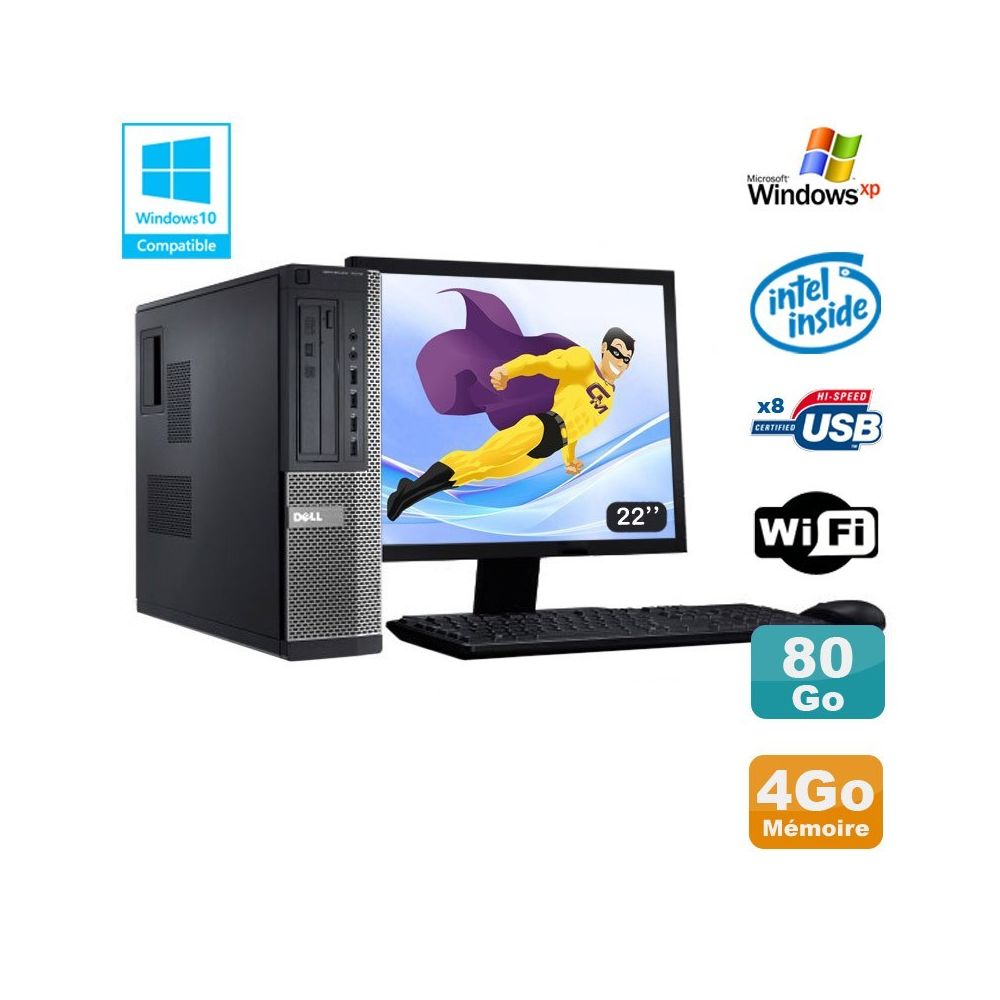 Dell - Lot PC DELL Optiplex 3010 DT G2020 2.9Ghz 4Go 80Go DVD WIFI Win XP + Ecran 22 - PC Fixe