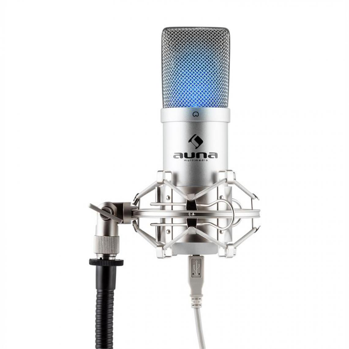 Auna - auna MIC-900S-LED Microphone à condensateur USB Studio -argent Auna - Microphone