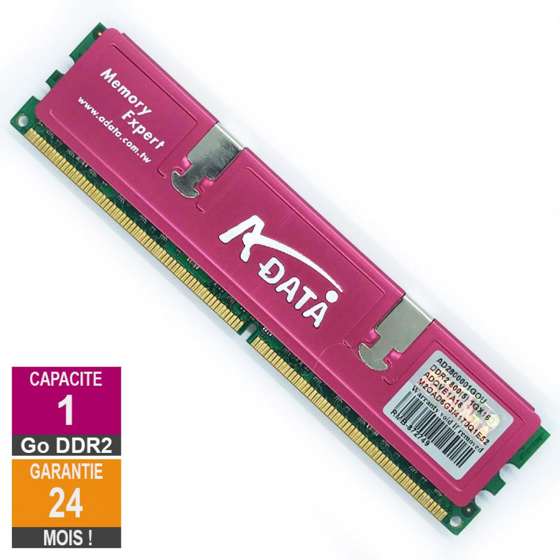 Adata - Barrette Mémoire 1Go RAM DDR2 Adata ADQVE1A16 DIMM PC2-6400U 2Rx8 - RAM PC Fixe