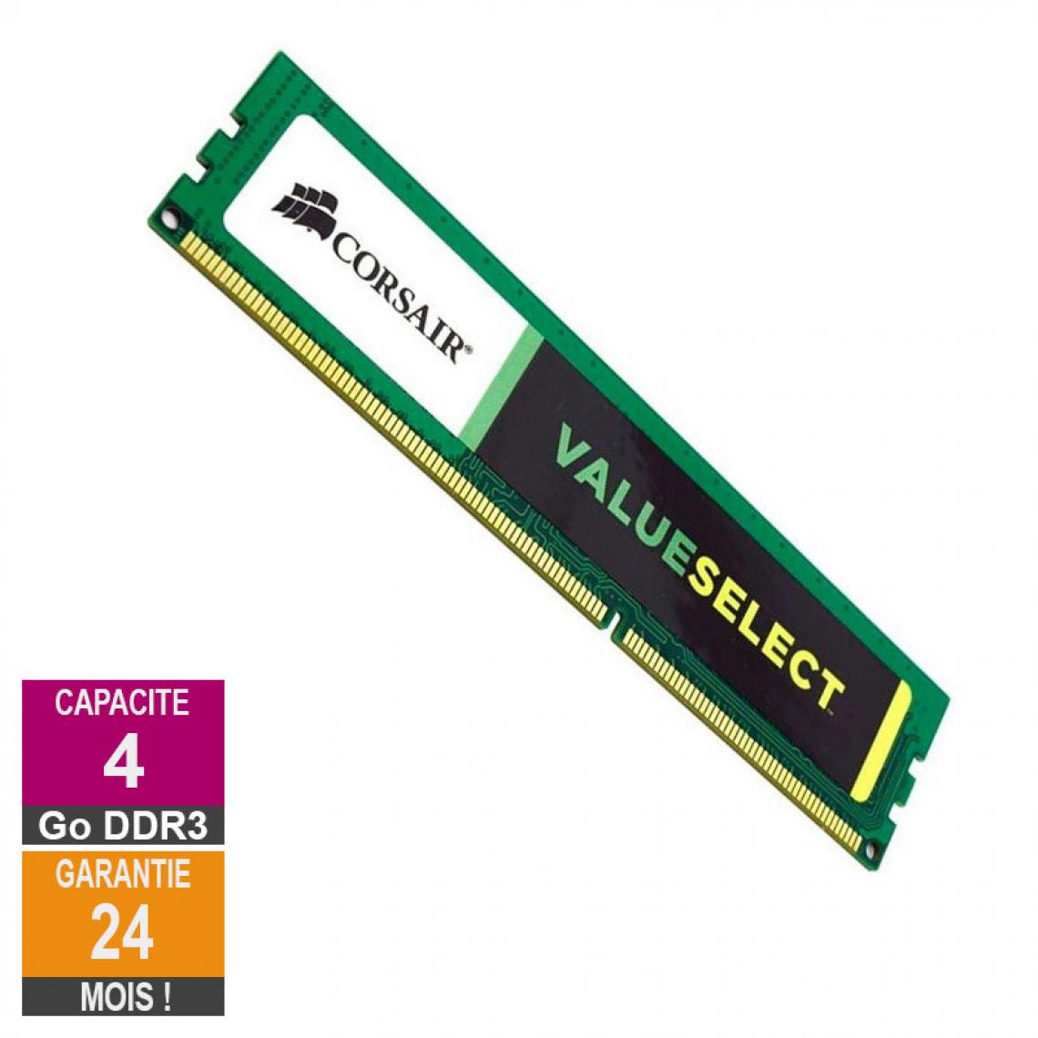 Corsair - Barrette Mémoire 4Go RAM DDR3 Corsair CMV4GX3M1A1333C9 DIMM PC3-10600U - RAM PC Fixe
