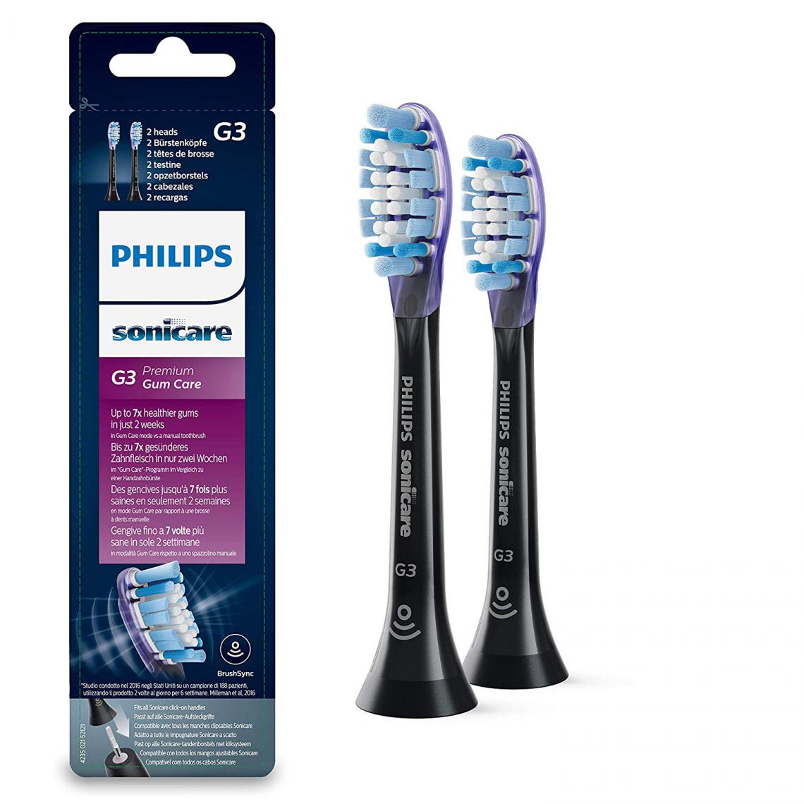 Philips - Philips Sonicare hx9052/33 original Premium Gum Care brossettes de rechange pour Diamond Clean Smart, Lot de 2, noir - Brosse à dents électrique