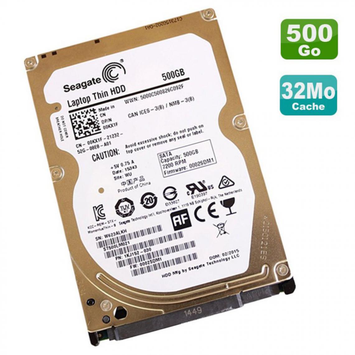 Seagate - Disque Dur 500Go SATA 2.5" Seagate Laptop Thin ST500LM021 PC Portable 7200RPM - Disque Dur interne