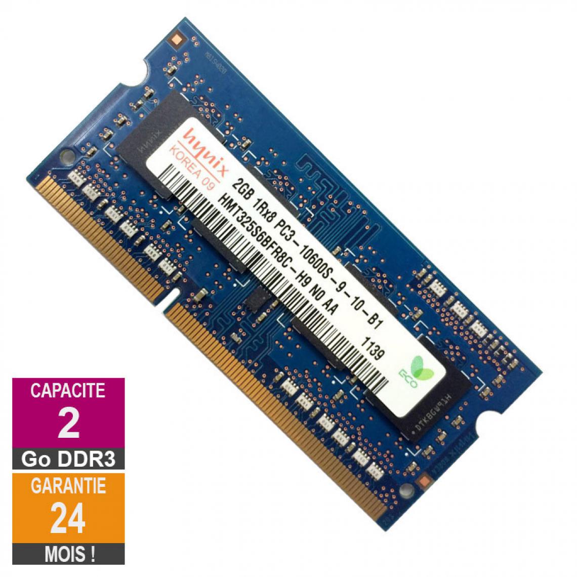 Hynix - Barrette Mémoire 2Go RAM DDR3 Hynix HMT325S6BFR8C-H9 SO-DIMM PC3-10600 1333MHz 1Rx8 - RAM PC Fixe