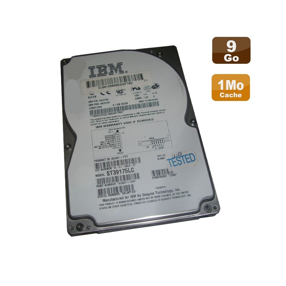 Ibm - Disque Dur 9.1Go SCSI 80Pin 3.5"" IBM Seagate ST39175LC 7200RPM 1Mo - Disque Dur interne