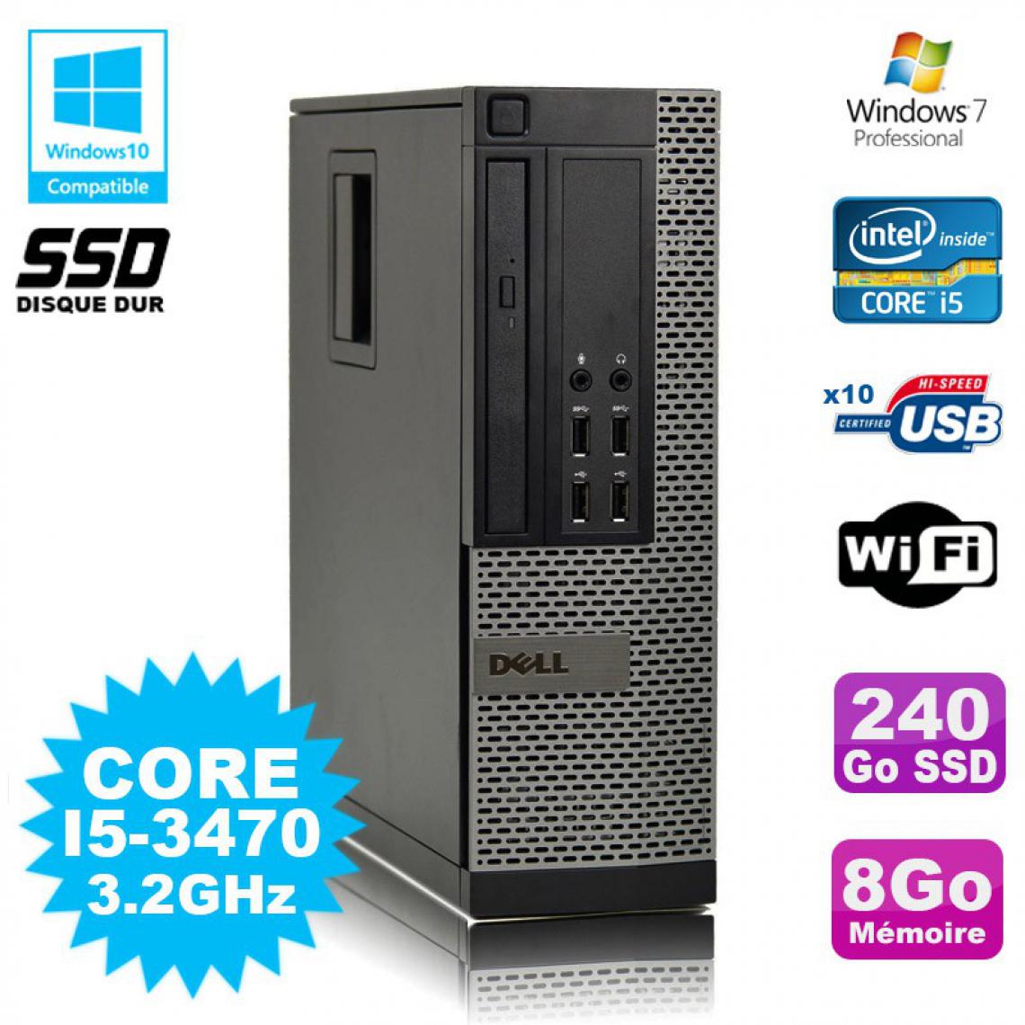 Dell - PC DELL Optiplex 790 SFF Core I5-3470 3.2Ghz 8Go Disque 240Go SSD WIFI W7 Pro - PC Fixe