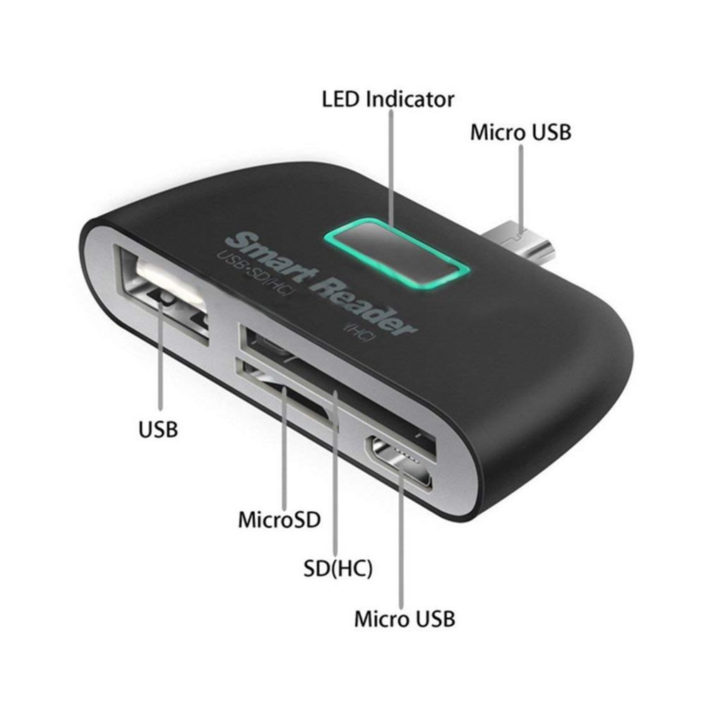 Shot - Lecteur de cartes pour ONEPLUS ONE Smartphone Micro-USB Android SD Micro SD USB Adaptateur Universel (NOIR) - Autres accessoires smartphone