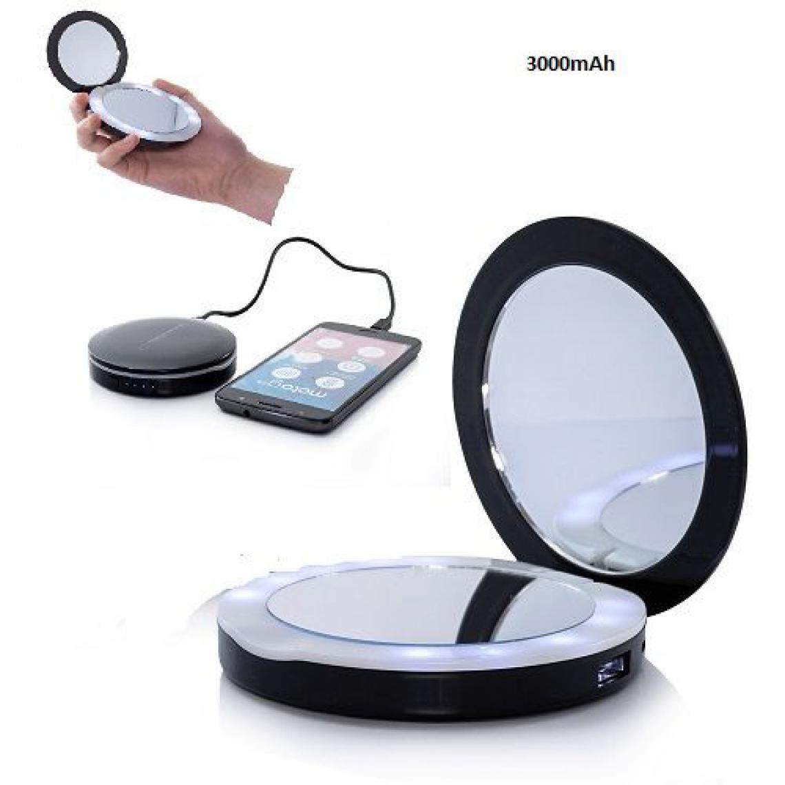 Ozzzo - Chargeur batterie externe miroir led 3000mAh ozzzo noir pour Wiko View 2 Plus - Autres accessoires smartphone