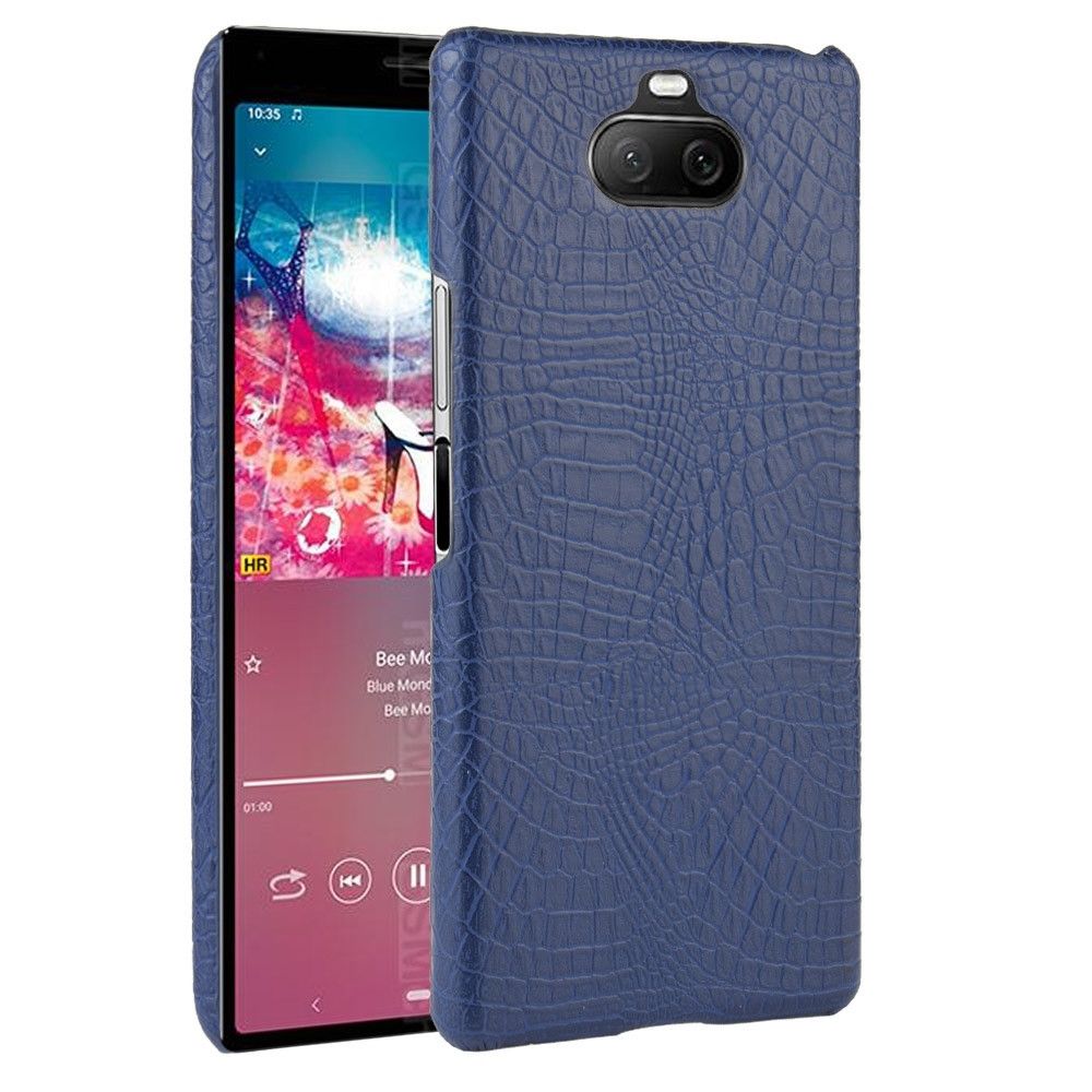 Wewoo - Coque Rigide Pour Sony Xperia 8 Crocodile antichoc Texture PC + Etui PU Bleu - Coque, étui smartphone