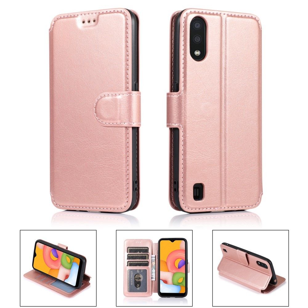 Generic - Etui en PU + TPU style or rose pour votre Samsung Galaxy A01 - Coque, étui smartphone