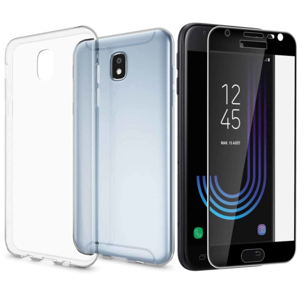 Ipomcase - Coque transparente pour Samsung Galaxy J3 2017 avec Protection d'écran 3D total écran en Verre Trempé - Coque, étui smartphone