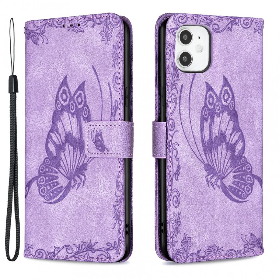 Other - Etui en PU Mentions légales Papillon Fleur Magnétique avec support violet pour votre Apple iPhone 11 - Coque, étui smartphone