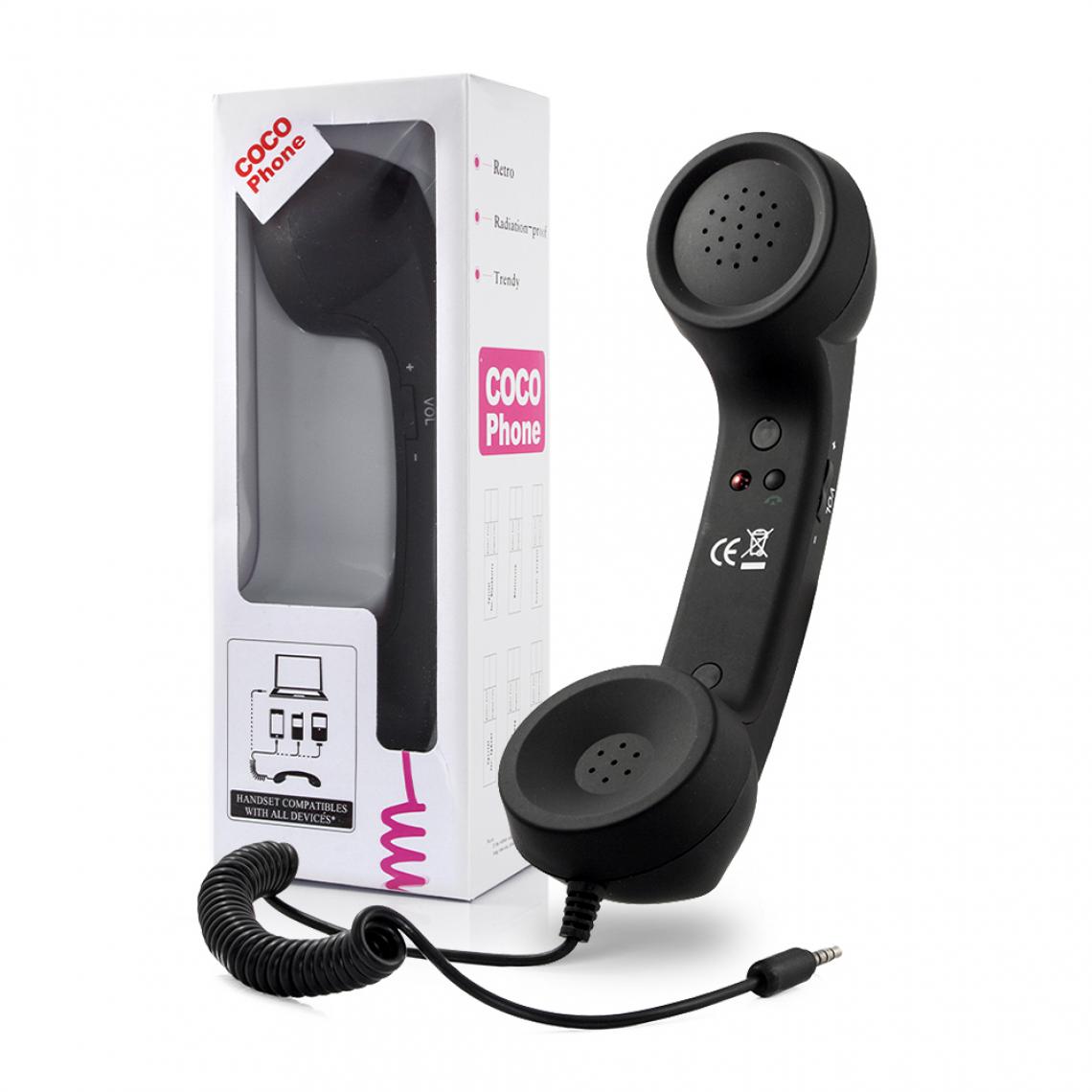 Ozzzo - Combiné téléphone vintage retro filaire ozzzo noir pour ZTE Axon 10s Pro - Autres accessoires smartphone